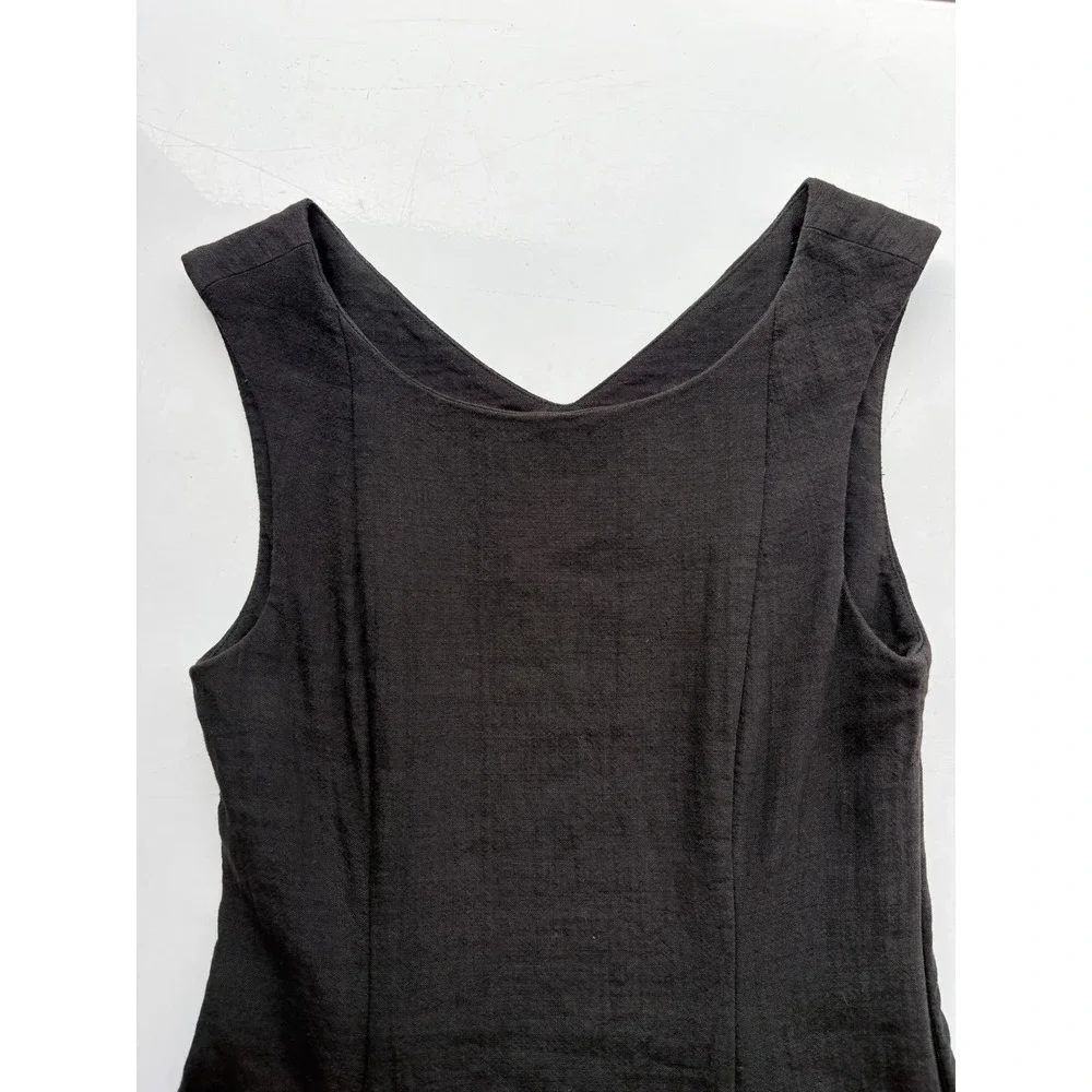 Theyskens Theory Black Wool Linen Blend Sleeveless Mini Dress with Pockets 2 - Picture 6 of 6
